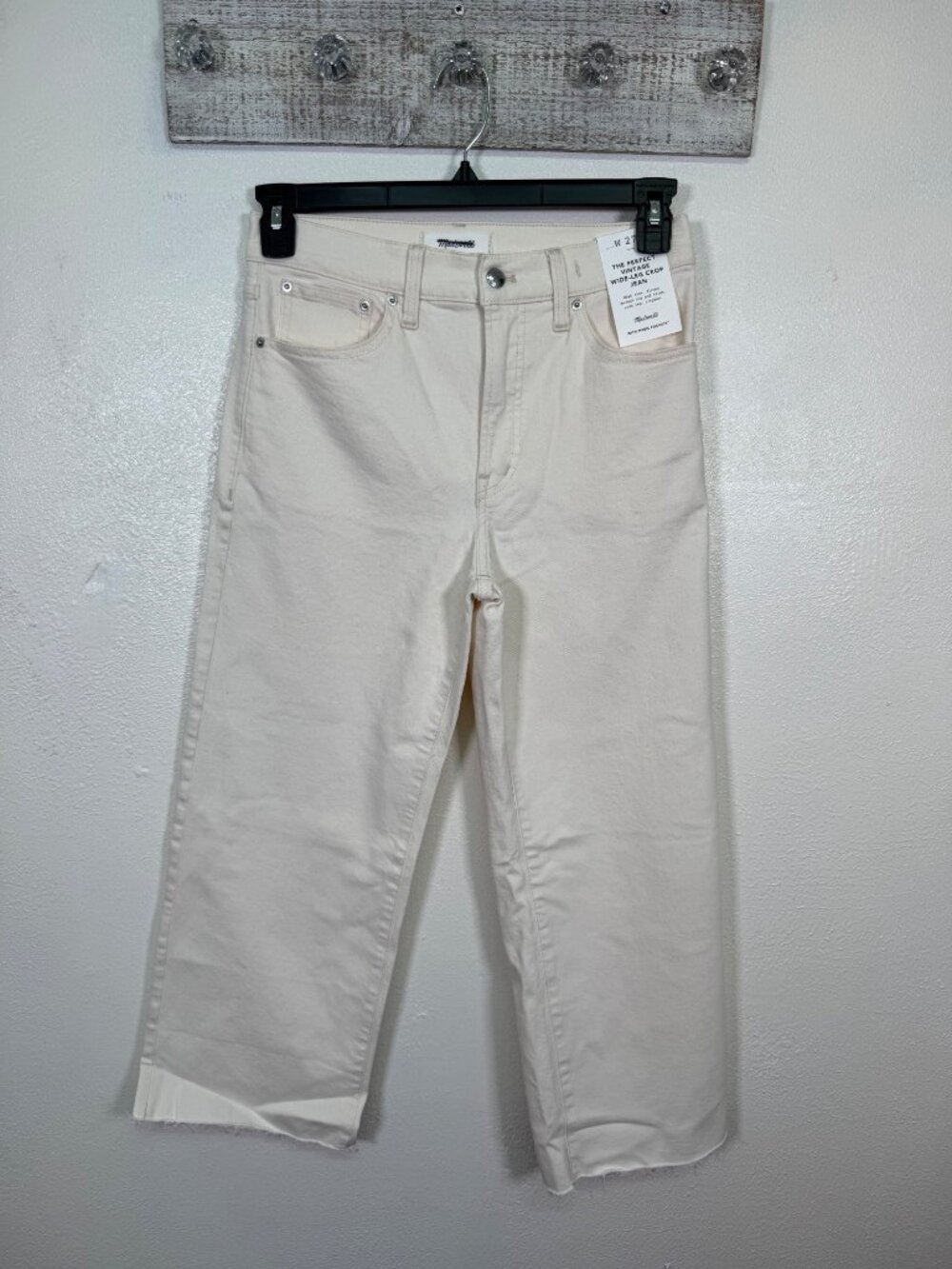 Madewell The Perfect Vintage Wide-Leg Crop Jean  Raw Hem Size 27 S Neutral - Picture 2 of 16